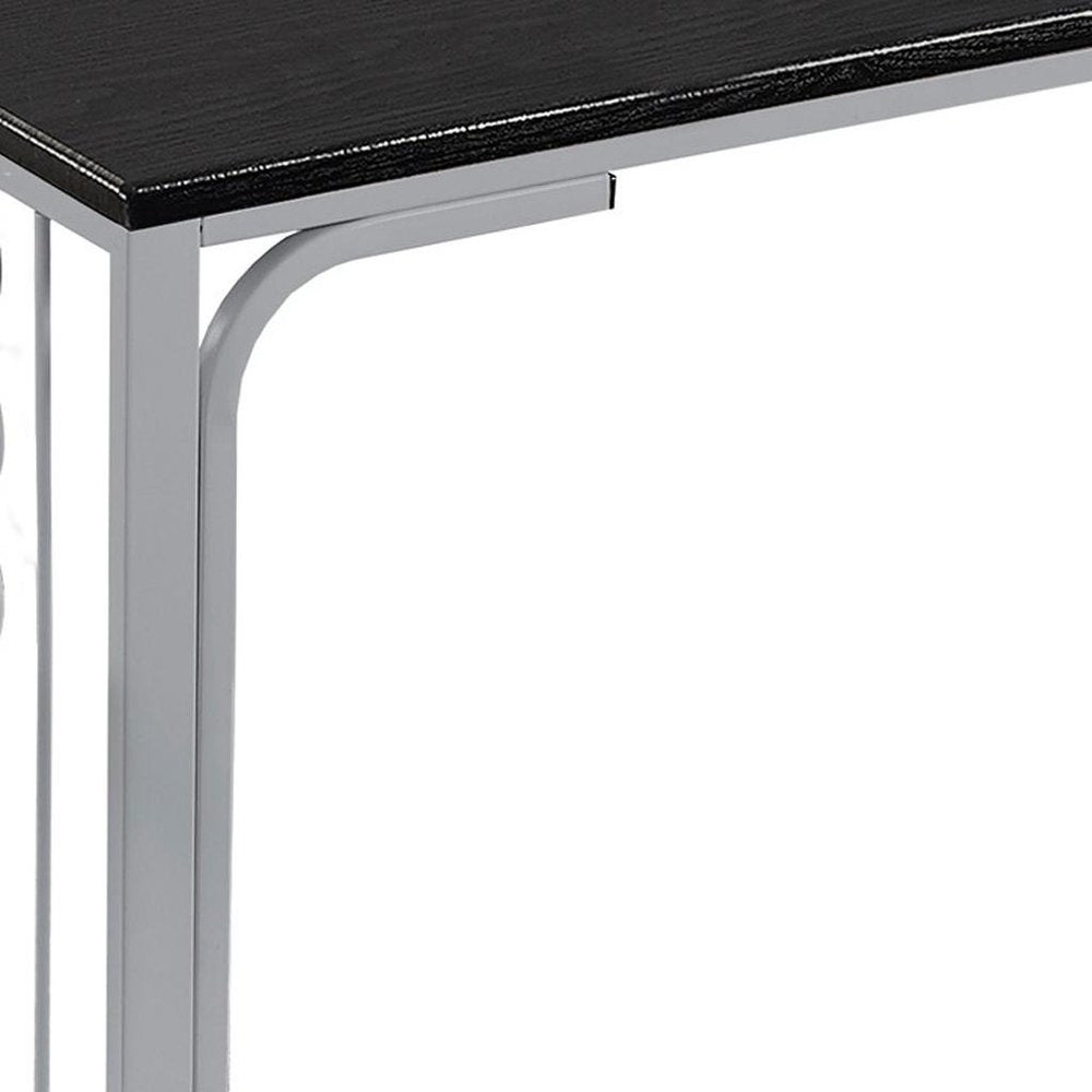 16" X 9" X 24.5" Blacksilver Mdf And Metal Accent Table