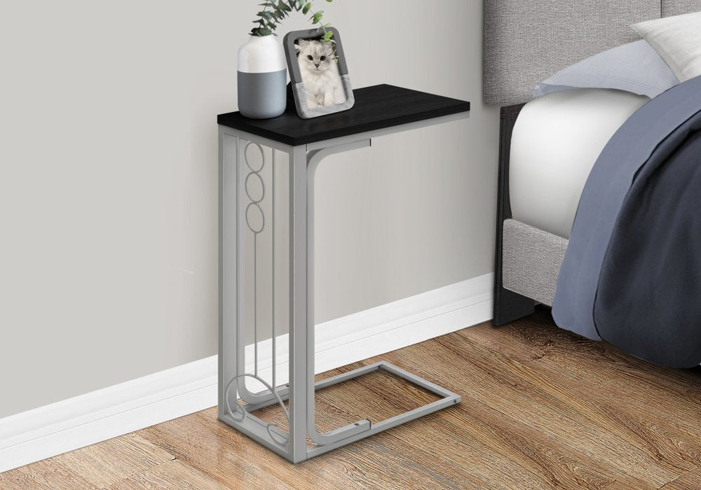 16" X 9" X 24.5" Blacksilver Mdf And Metal Accent Table