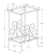 30" Silver And Clear Glass And Metal Square End Table With Shelf