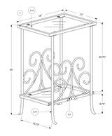 30" Silver And Clear Glass And Metal Square End Table With Shelf