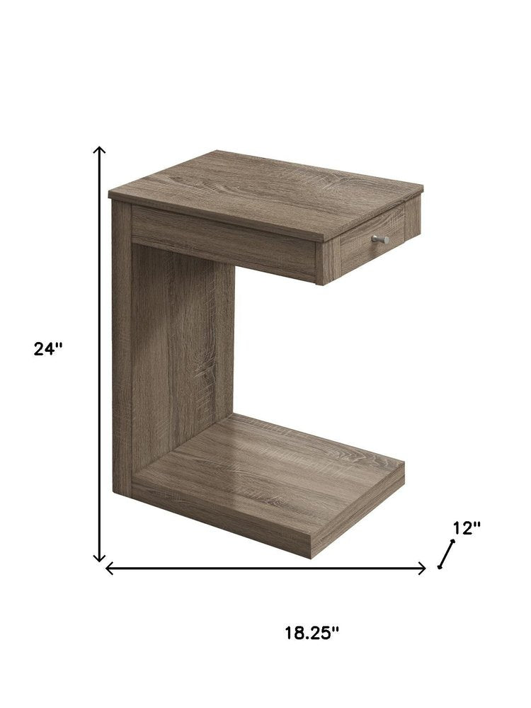 18.25" X 12" X 24" Dark Taupe Finish Hollow Core Accent Table