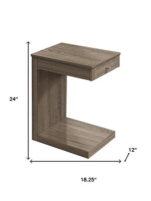 18.25" X 12" X 24" Dark Taupe Finish Hollow Core Accent Table