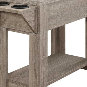 23" Taupe Wood End Table With Shelf