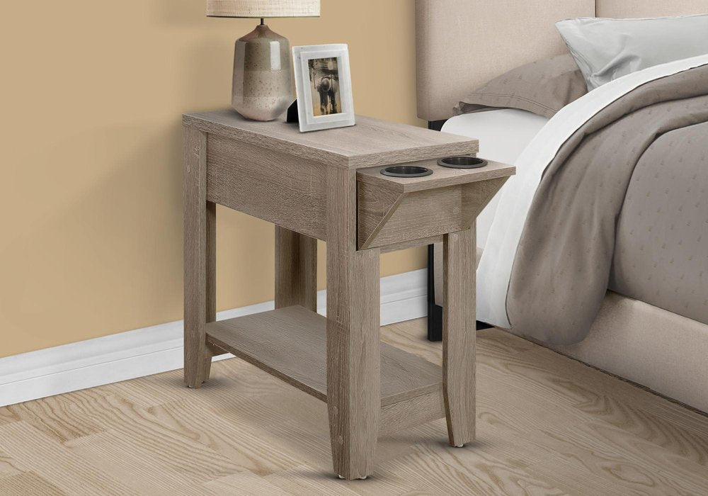 23" Taupe Wood End Table With Shelf