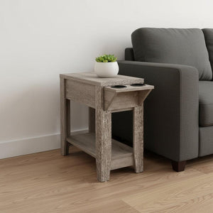23" Taupe Wood End Table With Shelf