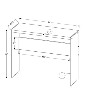 44" White and Clear Solid Console Table