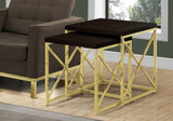 Set of Two 41" Gold And Brown Nested Tables