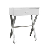 22" Black And Gray Wood And Metal End Table With Drawer