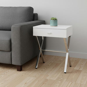 22" Black And Gray Wood And Metal End Table With Drawer