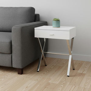 22" Black And Gray Wood And Metal End Table With Drawer