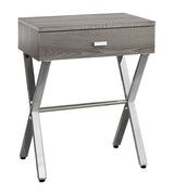22" Black And Gray Wood And Metal End Table With Drawer