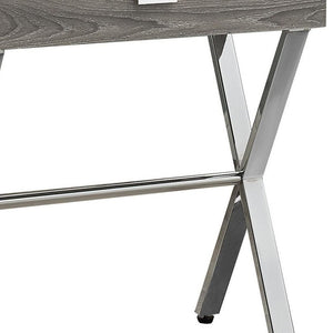 22" Silver And White Wood And Metal End Table With Drawer