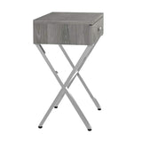 22" Black And Gray Wood And Metal End Table With Drawer
