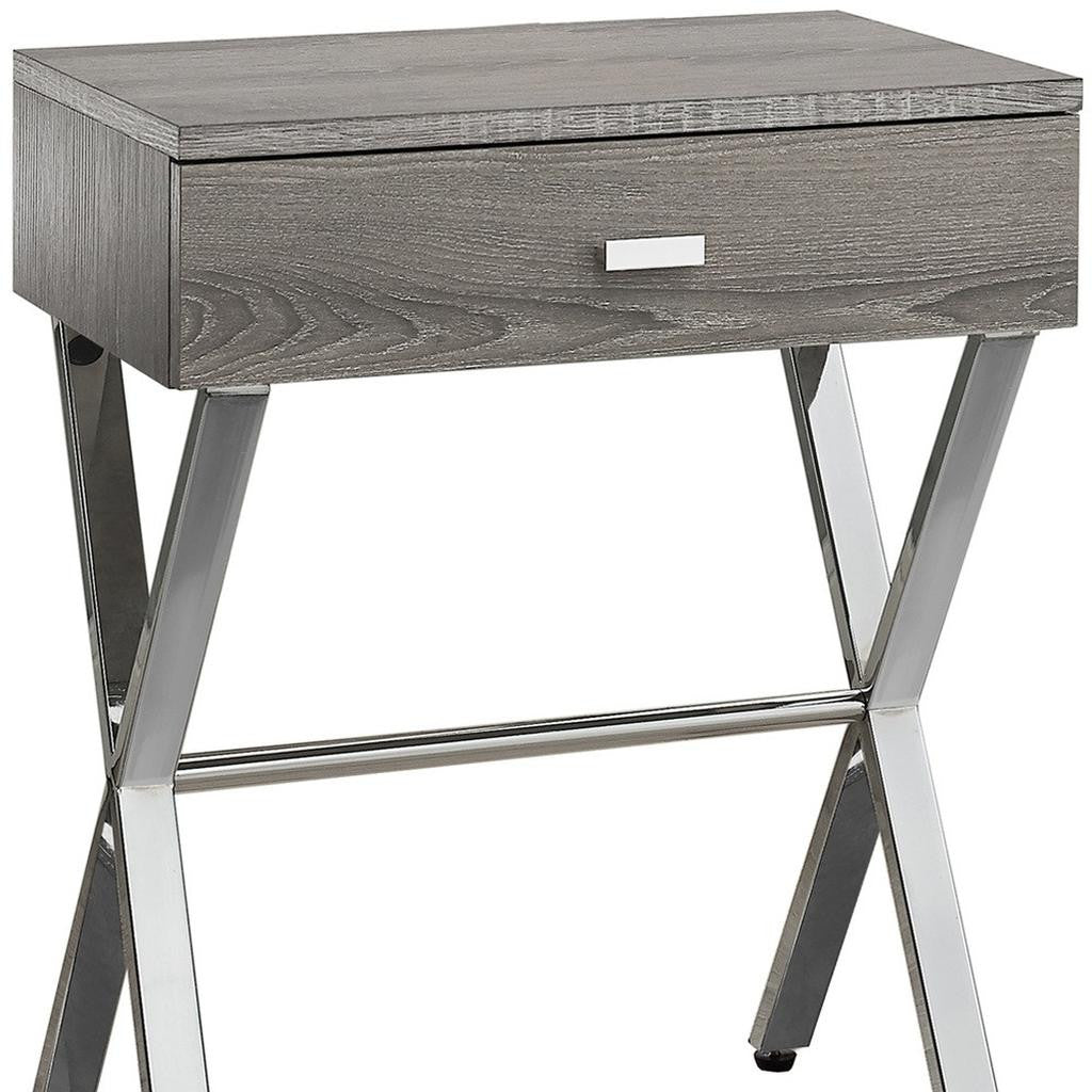 22" Black And Gray Wood And Metal End Table With Drawer