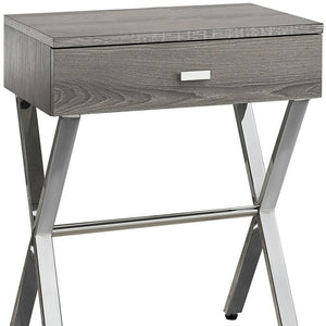 22" Black And Gray Wood And Metal End Table With Drawer