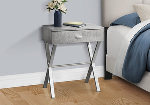 22" Black And Gray Wood And Metal End Table With Drawer