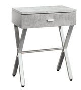 22" Black And Gray Wood And Metal End Table With Drawer