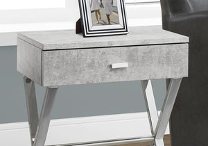 22" Black And Gray Wood And Metal End Table With Drawer