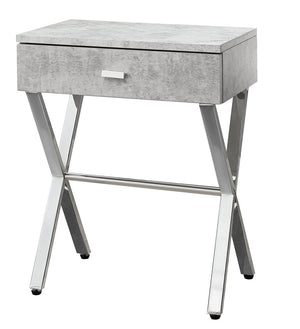 22" Black And Gray Wood And Metal End Table With Drawer