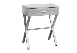 22" Black And Gray Wood And Metal End Table With Drawer