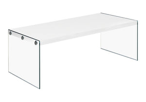 44" Gray  Clear Wood And Glass Coffee Table