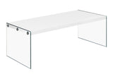 44" Gray  Clear Wood And Glass Coffee Table