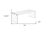44" Gray  Clear Wood And Glass Coffee Table