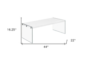 44" Gray  Clear Wood And Glass Coffee Table