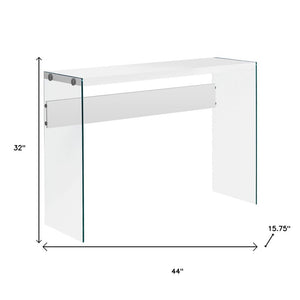 44" Gray And Clear Solid Console Table