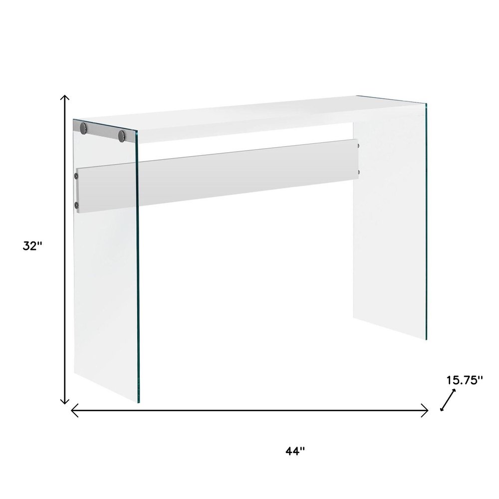 44" Gray And Clear Solid Console Table