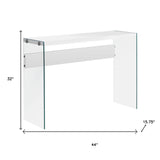44" Gray And Clear Solid Console Table