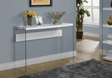 44" Gray And Clear Solid Console Table