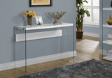 44" Gray And Clear Solid Console Table