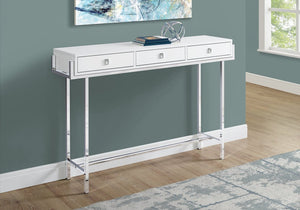 48" White and Silver Console Table And Drawers