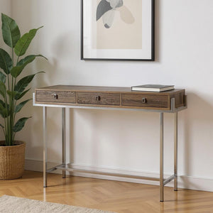 48" White and Silver Console Table And Drawers