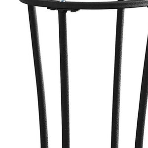 29" Black And Clear Glass Round End Table