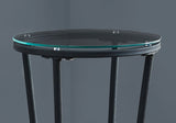 29" Black And Clear Glass Round End Table
