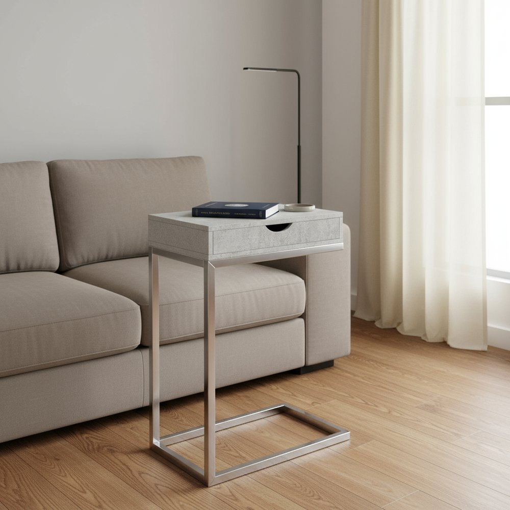 10.25" X 15.75" X 24.5" Cappuccino Finish And Gold Laminated Drawer Accent Table