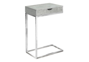 10.25" X 15.75" X 24.5" Grey Finish And Laminated Metal Accent Table