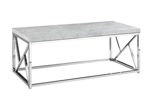 47" Gray And Silver Iron Coffee Table