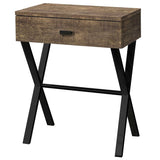 22" Black And Gray Wood And Metal End Table With Drawer