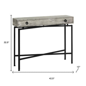 43" Gray And Black Cross Leg Console Table