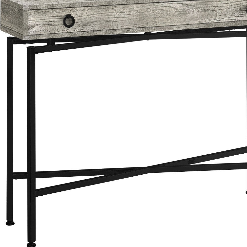 43" Gray And Black Cross Leg Console Table