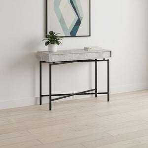 43" Gray And Black Cross Leg Console Table