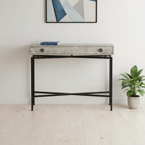 43" Gray And Black Cross Leg Console Table