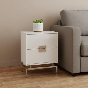 23.5" Particle Board And Chrome Metal Accent Table