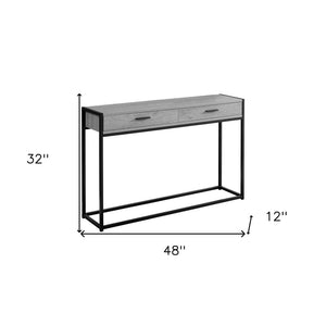 48" Gray and Black Frame Console Table And Drawers