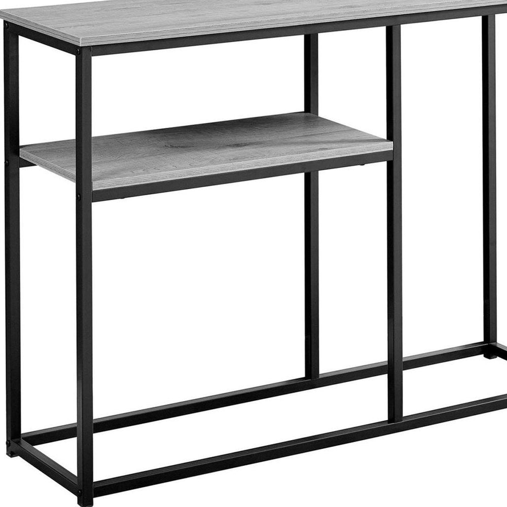 42" Gray And Black Frame Console Table With Storage