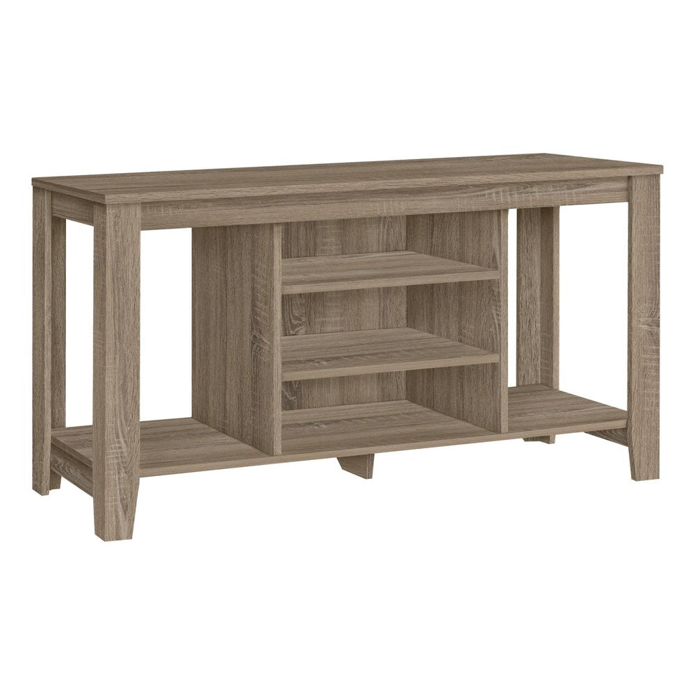 48" Taupe Wood Open Shelving TV Stand