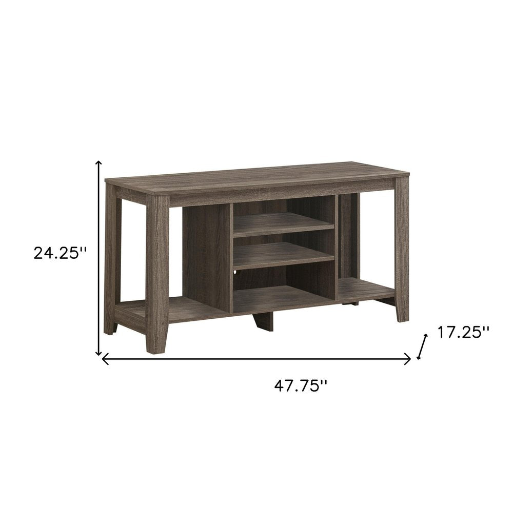48" Taupe Wood Open Shelving TV Stand